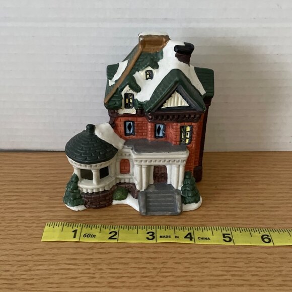 Vintage Holiday Traditions 2 Story House w Gazebo Porch Christmas Village House - Picture 9 of 9
